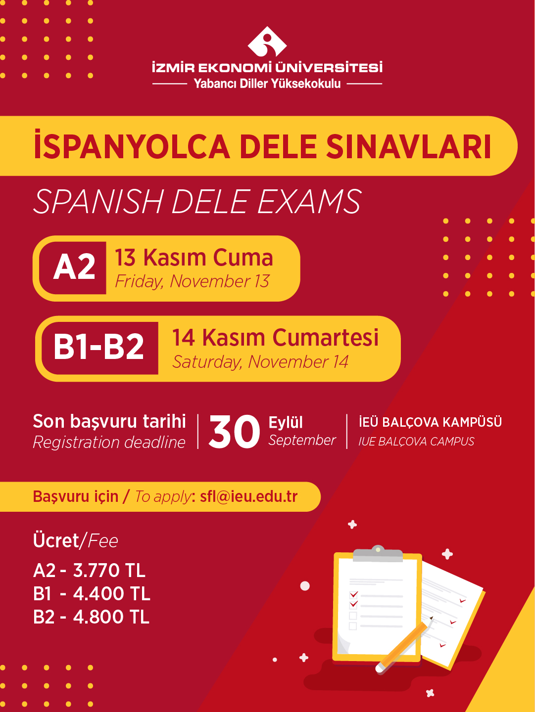 Yabancı Diller Yüksekokulu duyurusu